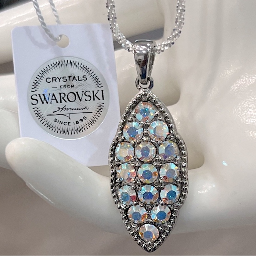 SWAROVSKI Aurora Borealis Marquis Cluster Pendant Necklace